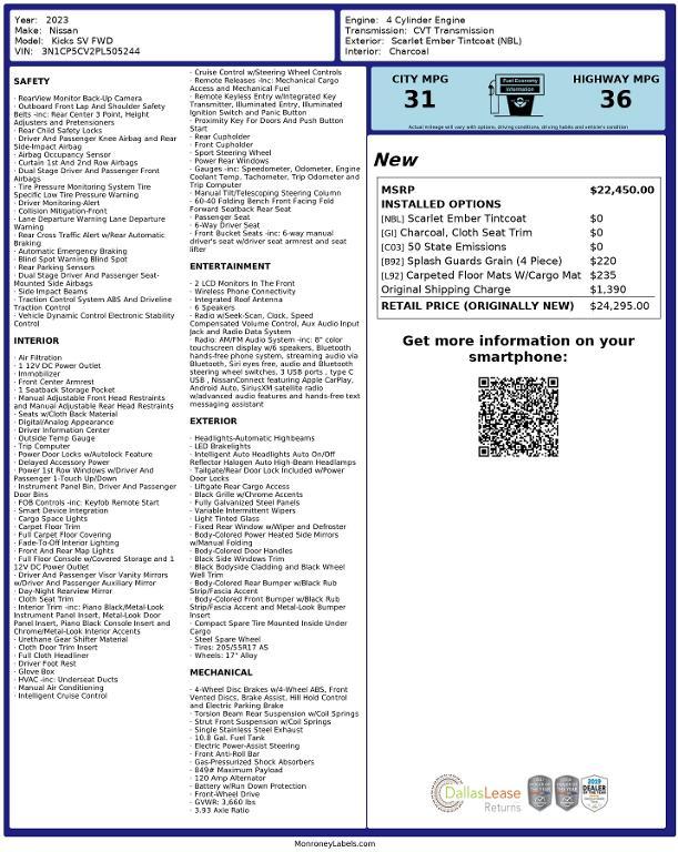 used 2023 Nissan Kicks car, priced at $20,318