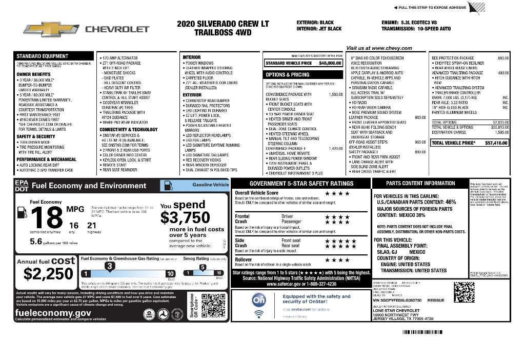 used 2020 Chevrolet Silverado 1500 car, priced at $35,359