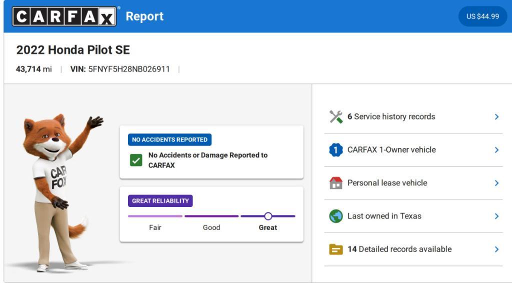 used 2022 Honda Pilot car, priced at $32,260