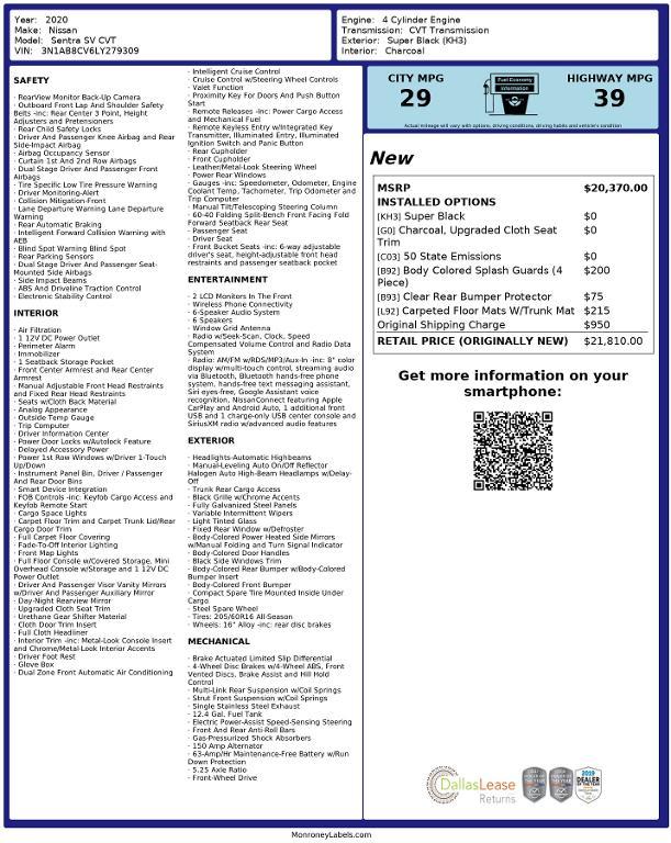 used 2020 Nissan Sentra car, priced at $15,774