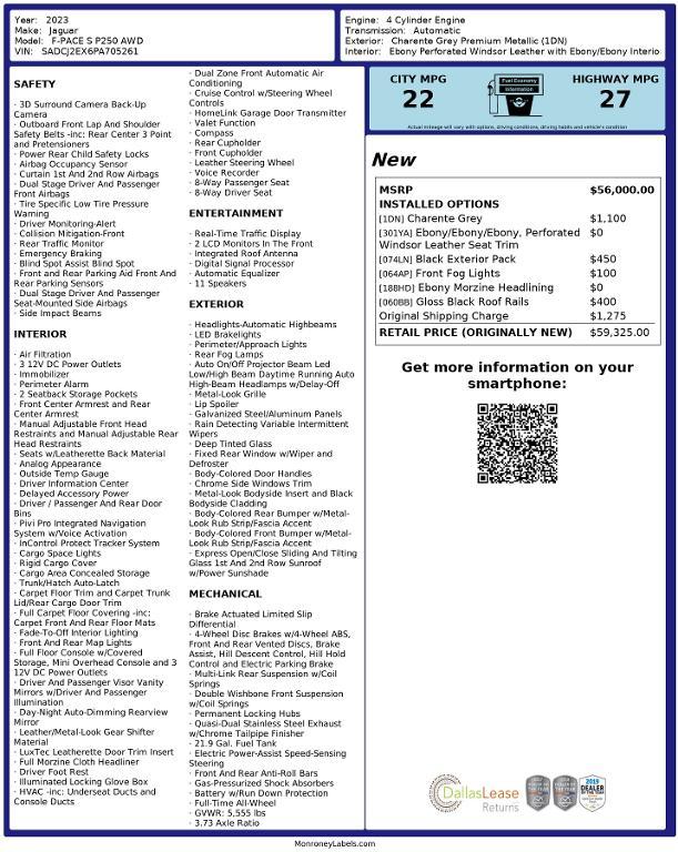 used 2023 Jaguar F-PACE car, priced at $36,588