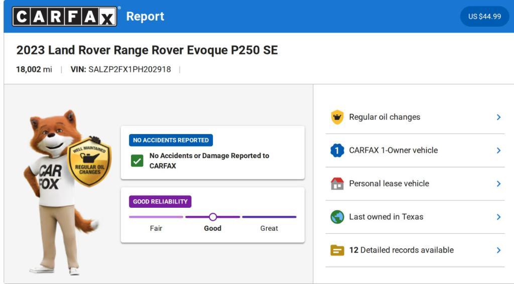 used 2023 Land Rover Range Rover Evoque car, priced at $33,682