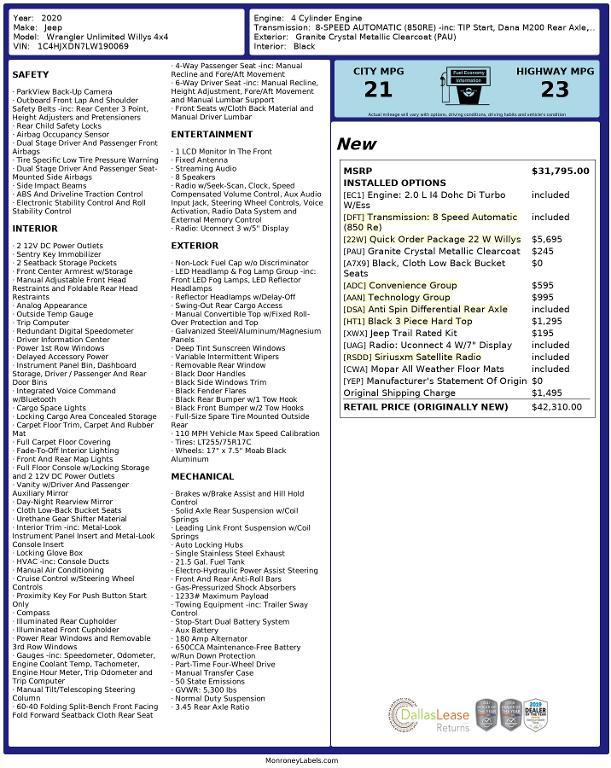 used 2020 Jeep Wrangler Unlimited car, priced at $26,896