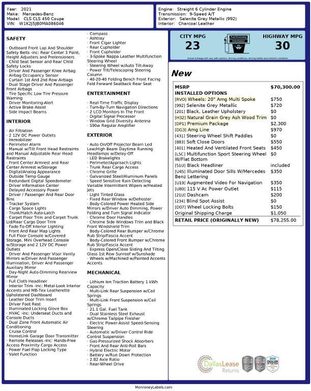 used 2021 Mercedes-Benz CLS 450 car, priced at $37,775