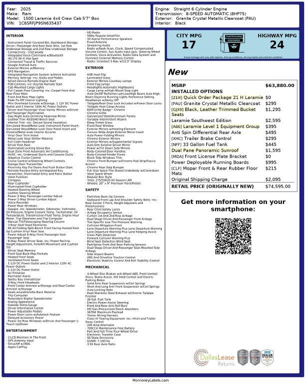 used 2025 Ram 1500 car, priced at $48,652