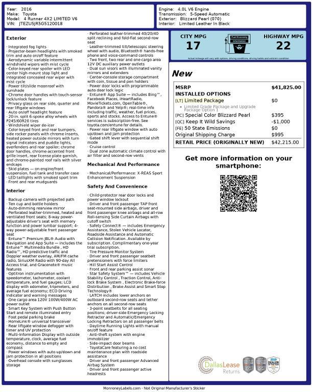 used 2016 Toyota 4Runner car, priced at $21,752