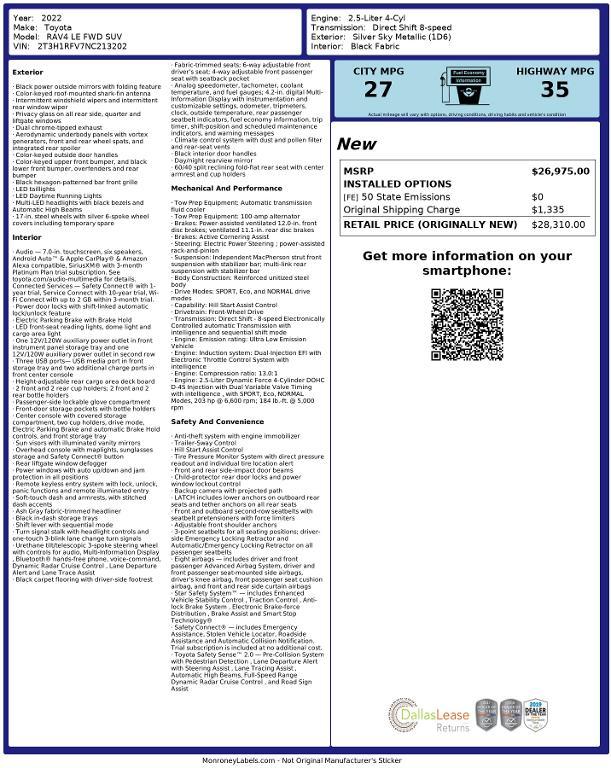 used 2022 Toyota RAV4 car, priced at $26,762