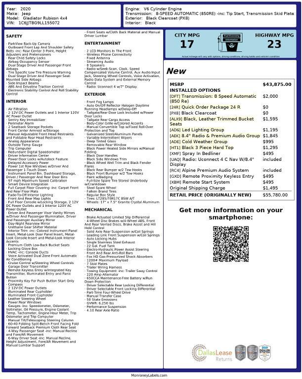 used 2020 Jeep Gladiator car, priced at $32,452