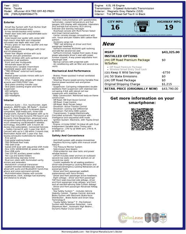 used 2021 Toyota 4Runner car, priced at $33,691