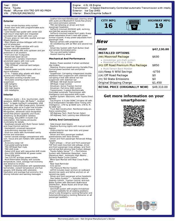 used 2024 Toyota 4Runner car, priced at $43,794