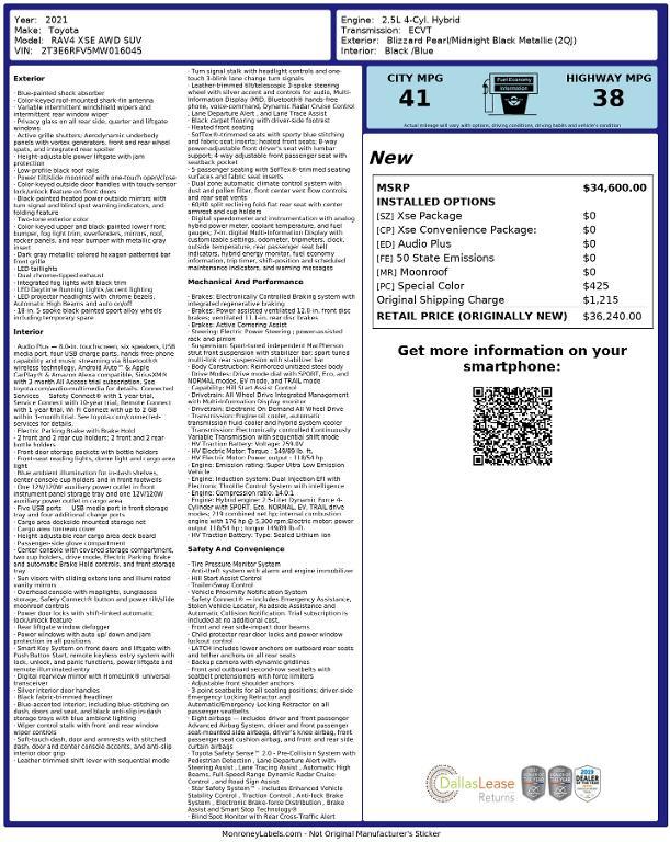 used 2021 Toyota RAV4 Hybrid car, priced at $26,602