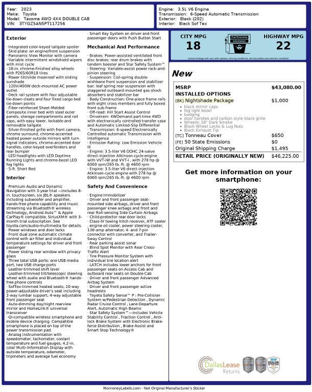 used 2023 Toyota Tacoma car, priced at $42,702