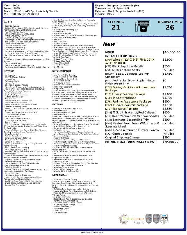 used 2022 BMW X5 car, priced at $38,575