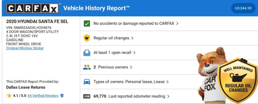 used 2020 Hyundai Santa Fe car, priced at $20,924