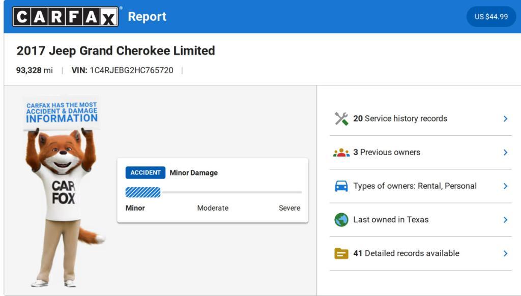 used 2017 Jeep Grand Cherokee car, priced at $15,646