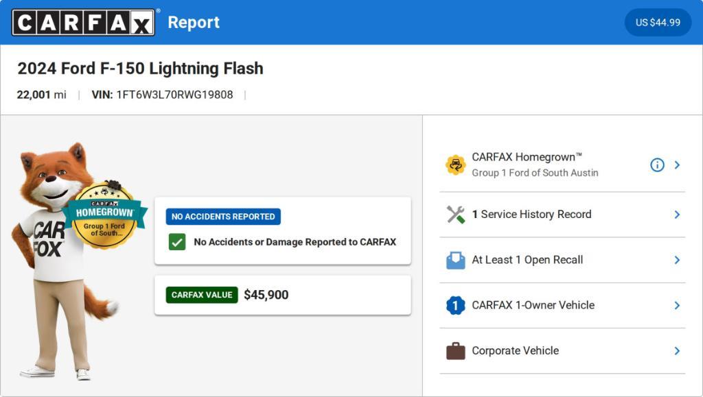 used 2024 Ford F-150 Lightning car, priced at $51,060