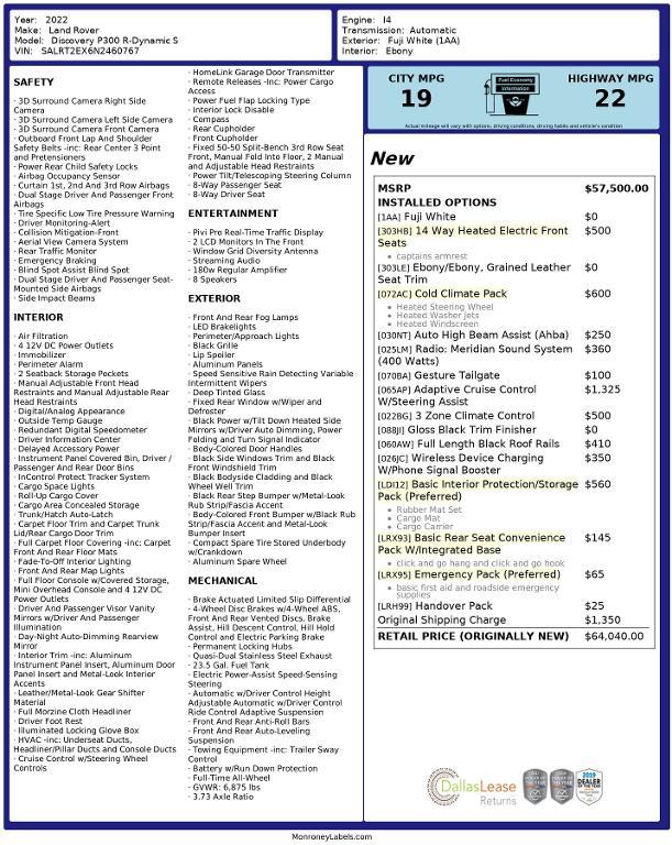 used 2022 Land Rover Discovery car, priced at $23,935