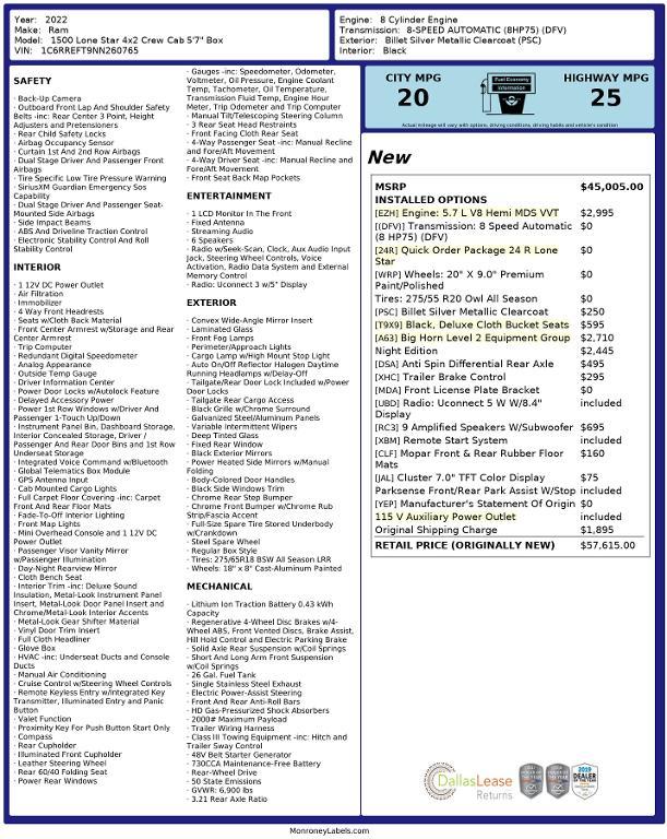 used 2022 Ram 1500 car, priced at $28,437