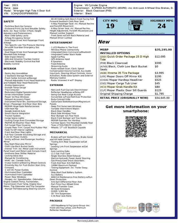 used 2023 Jeep Wrangler car, priced at $37,579