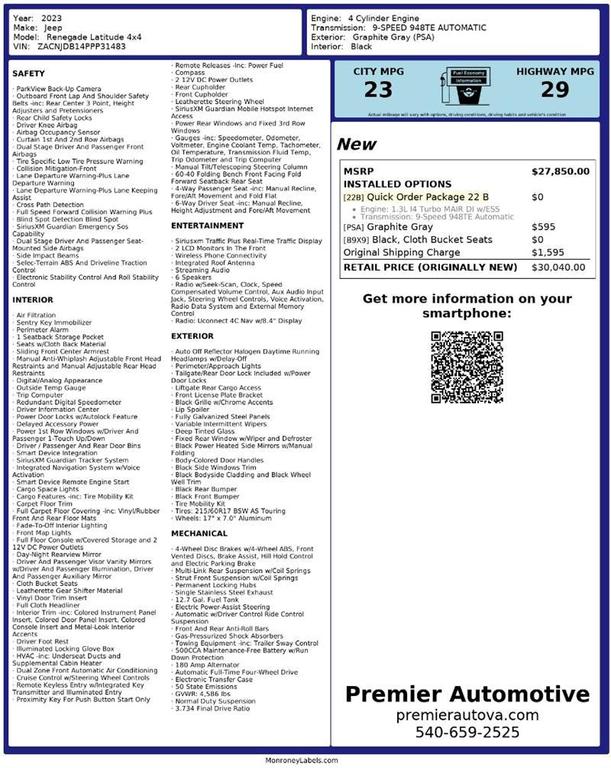 used 2023 Jeep Renegade car, priced at $17,999