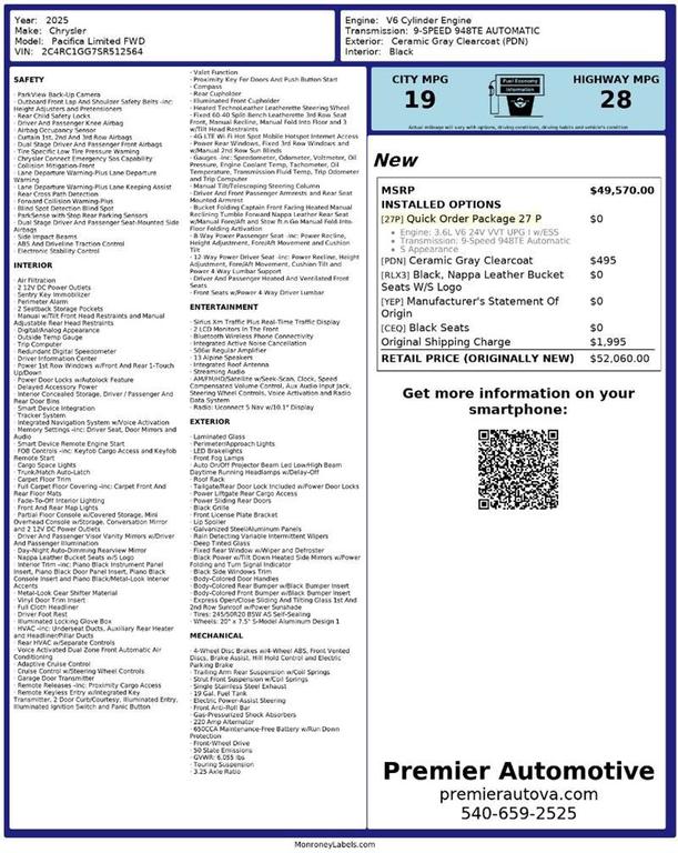 used 2025 Chrysler Pacifica car, priced at $29,999