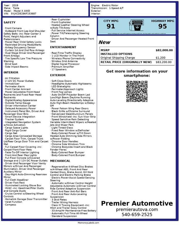 used 2019 Tesla Model X car, priced at $20,999