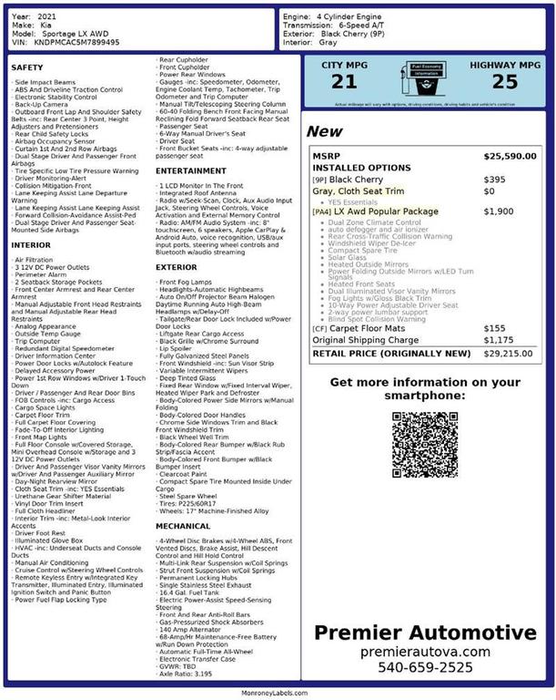 used 2021 Kia Sportage car, priced at $15,450