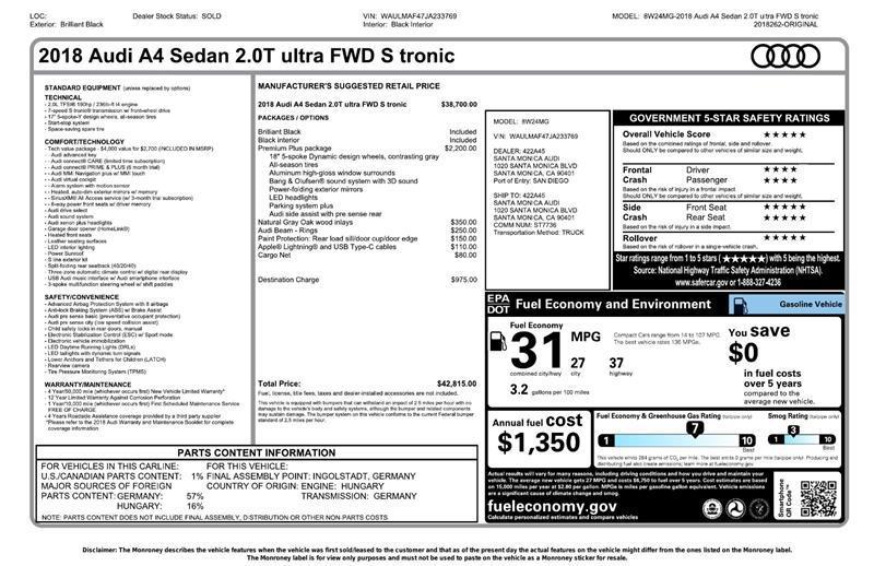 used 2018 Audi A4 car, priced at $12,999