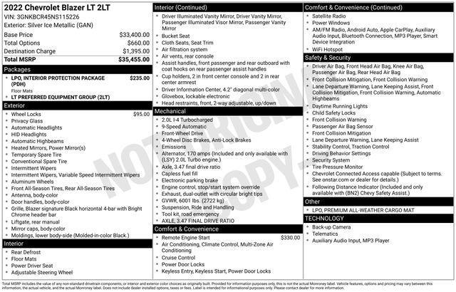 used 2022 Chevrolet Blazer car, priced at $22,986