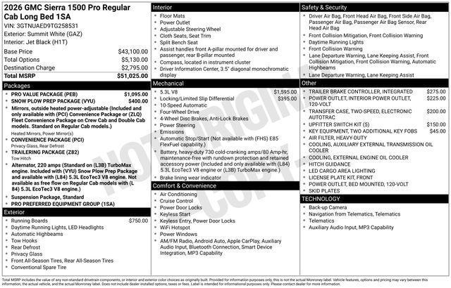 new 2026 GMC Sierra 1500 car, priced at $50,259