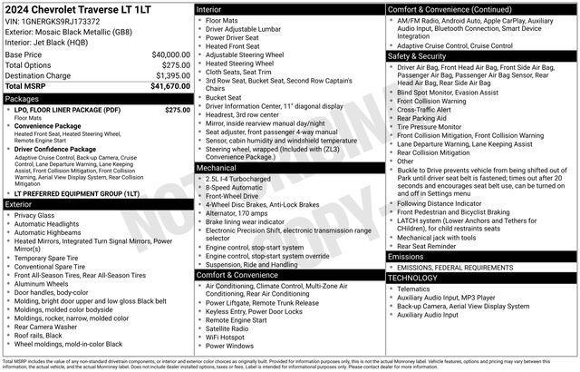 used 2024 Chevrolet Traverse car, priced at $35,753