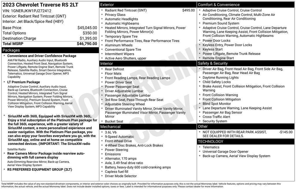 used 2023 Chevrolet Traverse car, priced at $34,175