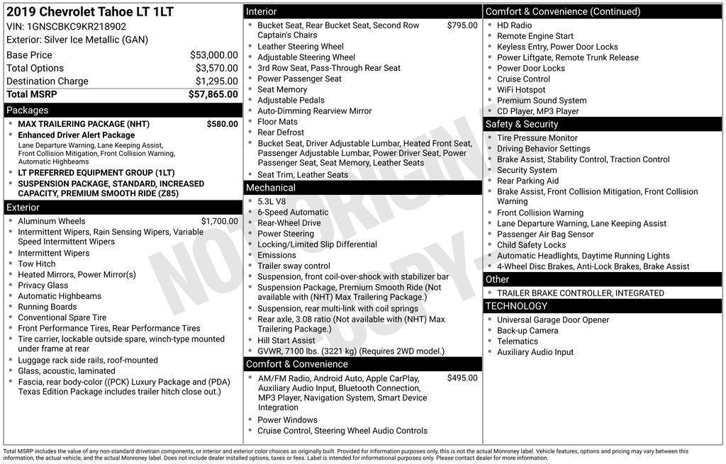 used 2019 Chevrolet Tahoe car, priced at $19,956