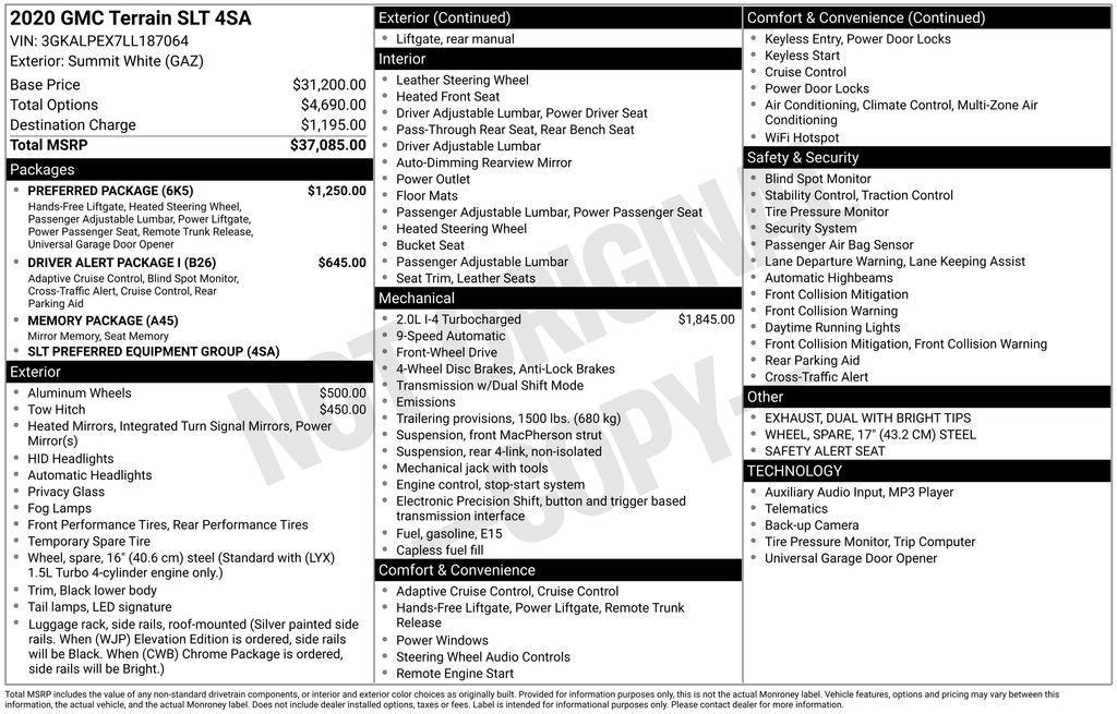 used 2020 GMC Terrain car