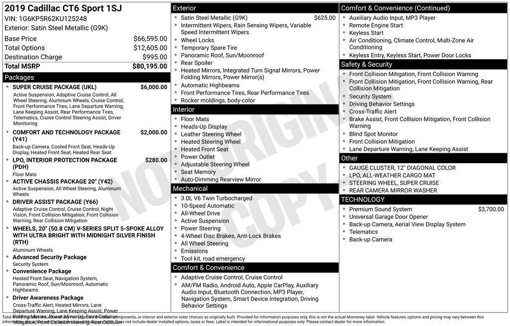 used 2019 Cadillac CT6 car, priced at $28,269