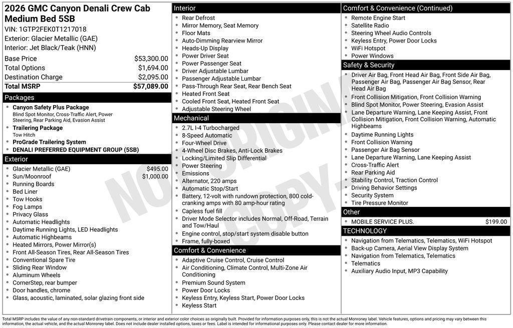 new 2026 GMC Canyon car, priced at $55,197