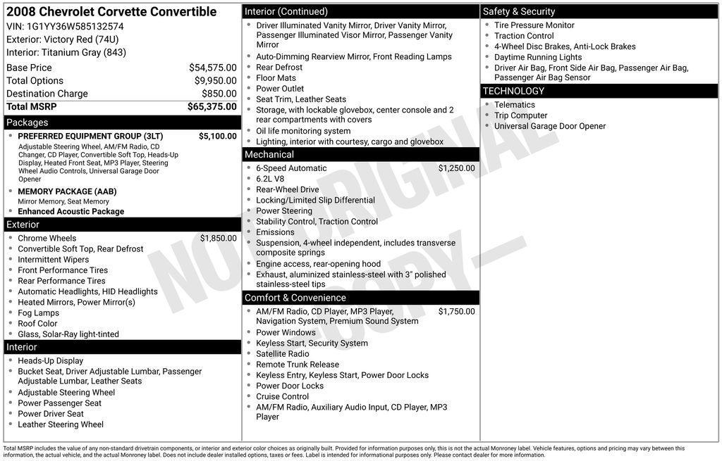 used 2008 Chevrolet Corvette car, priced at $31,498