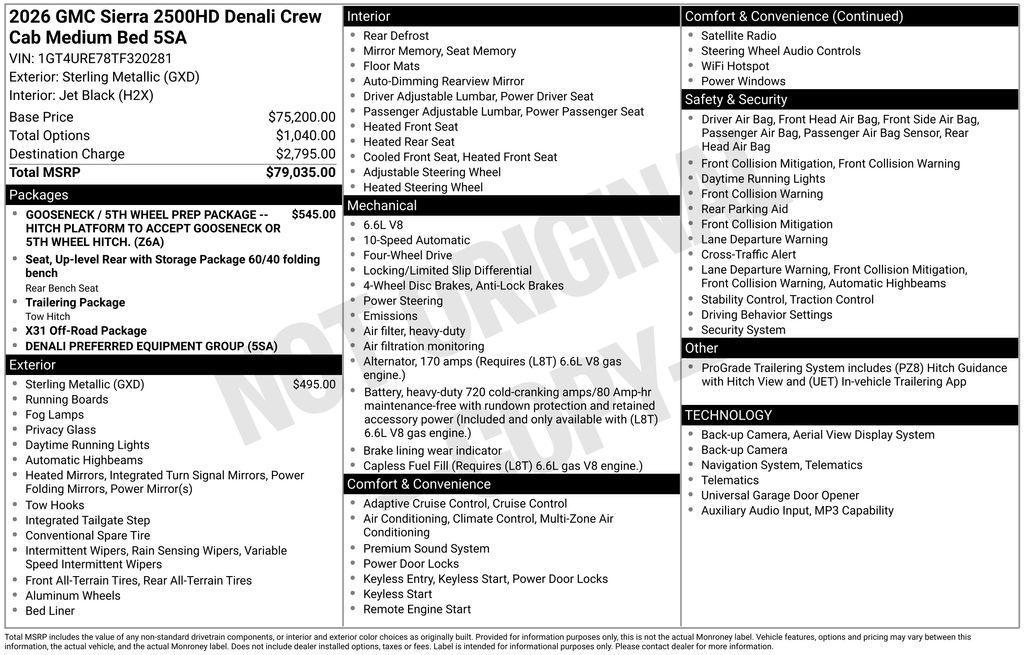 new 2026 GMC Sierra 2500 car, priced at $75,649