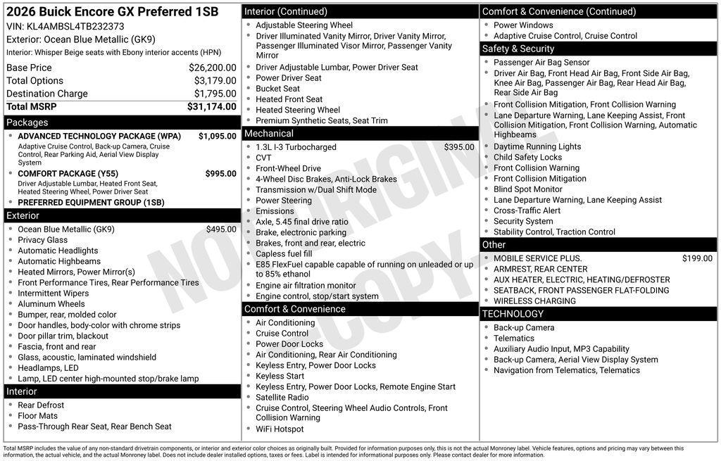 new 2026 Buick Encore GX car, priced at $28,680