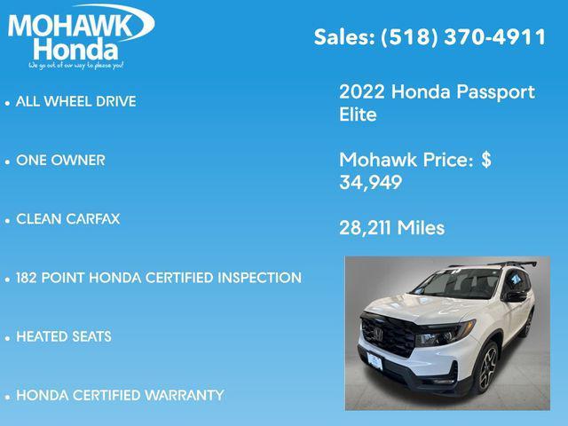 used 2022 Honda Passport car, priced at $35,124