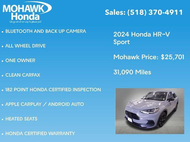 used 2024 Honda HR-V car, priced at $25,701