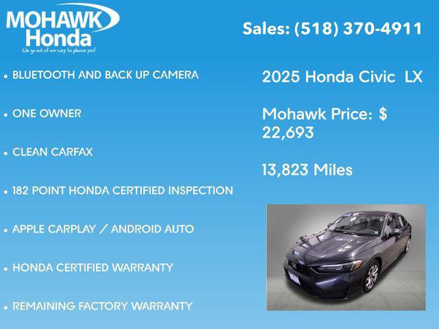 used 2025 Honda Civic car, priced at $22,693