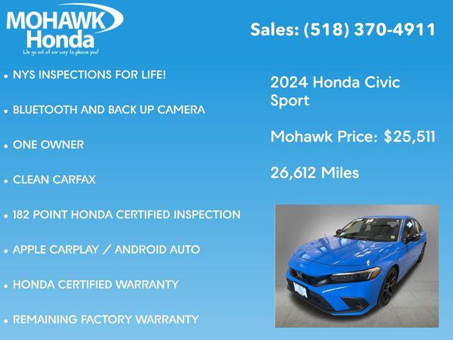 used 2024 Honda Civic car, priced at $25,686