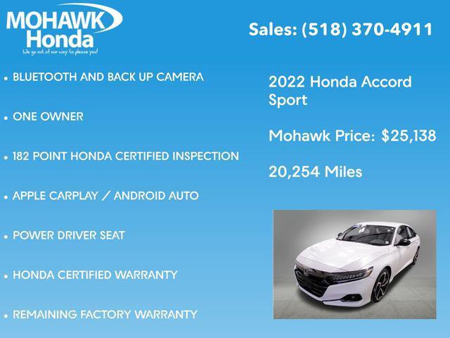 used 2022 Honda Accord car, priced at $25,138