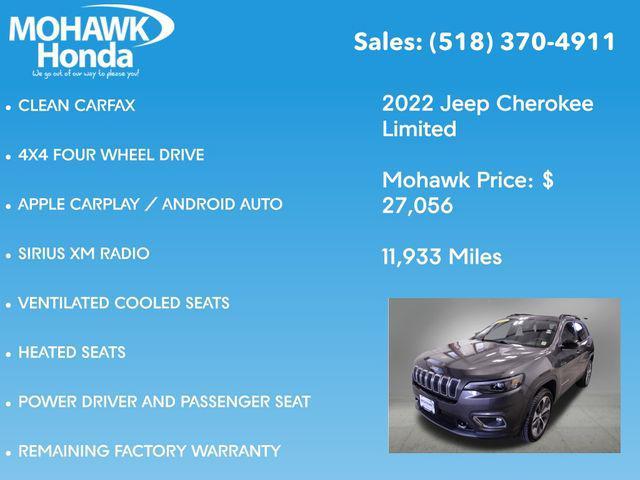 used 2022 Jeep Cherokee car, priced at $27,056