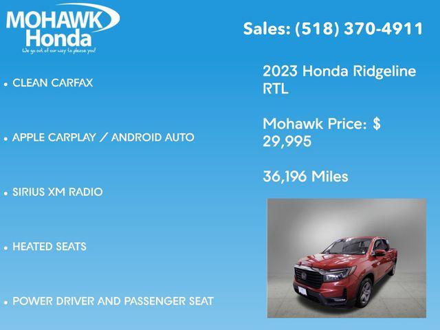 used 2023 Honda Ridgeline car, priced at $29,995