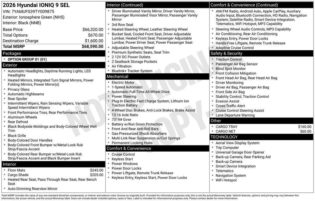 new 2026 Hyundai IONIQ 9 car, priced at $68,590