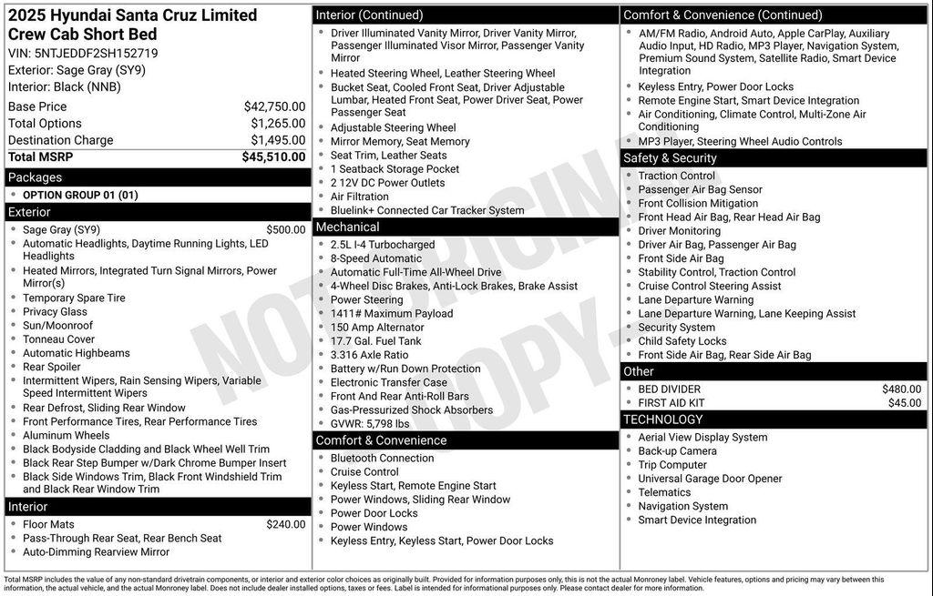 new 2025 Hyundai SANTA CRUZ car, priced at $36,500