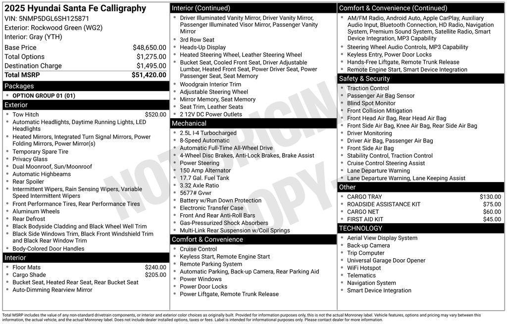 new 2025 Hyundai Santa Fe car, priced at $45,987