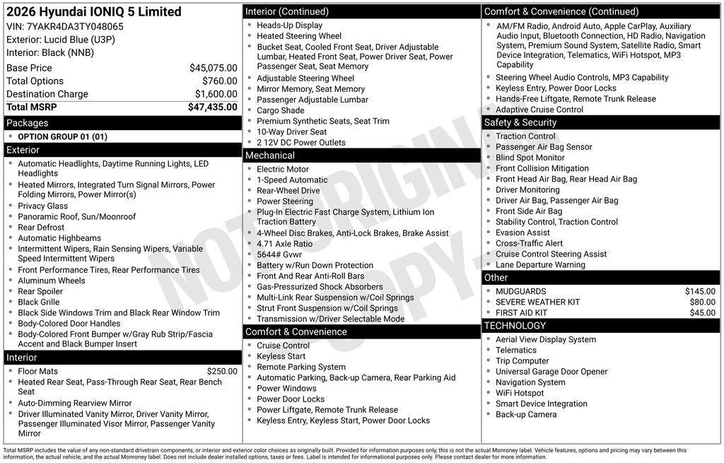 new 2026 Hyundai IONIQ 5 car, priced at $47,435